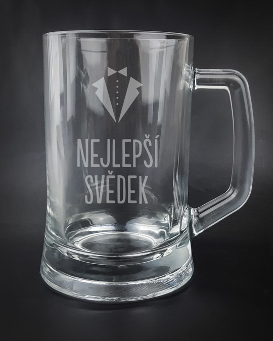 skleněný půllitr s nápisem nejlepší svědek